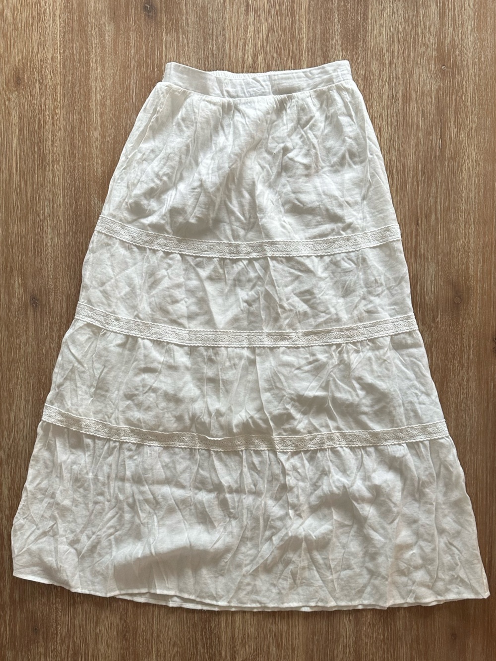 Bobeau Women’s White Elastic-Waist Maxi Skirt